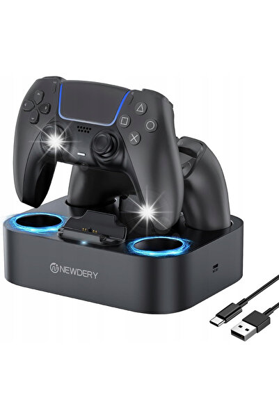 NO BRAND Stație de încărcare pentru controlere PS5 - Încărcător dublu cu LED