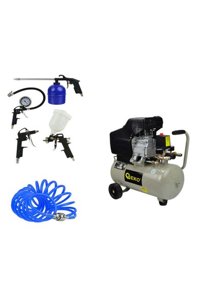 GEKO Compresor 50L, 8 bar, 220 l/min, 2 ieșiri + 5 accesorii, G80301+G01100