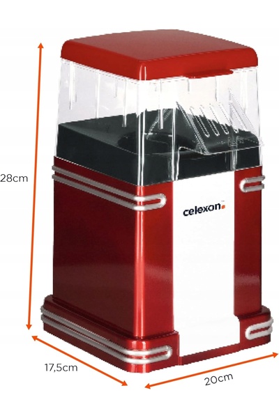 NO BRAND Aparat de făcut popcorn retro cu aer cald, 1200W, cu conținut scăzut...