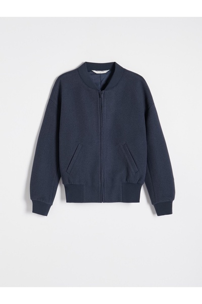 NO BRAND Jachetă bomber simplă bleumarin, cu buzunar clasic și fermoar, mărim...