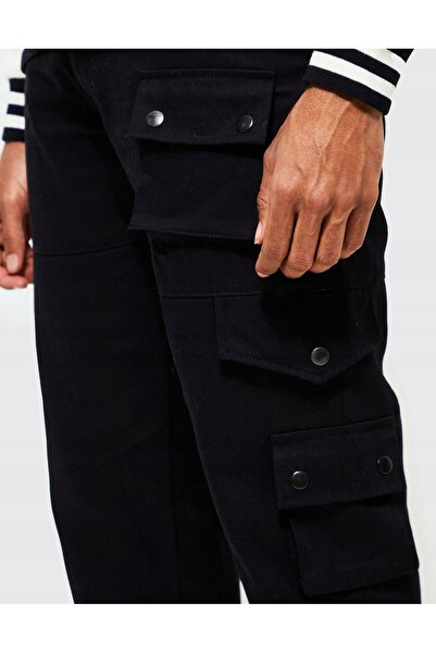 NO BRAND Pantaloni cargo clasici lungi negri Boohoo 48
