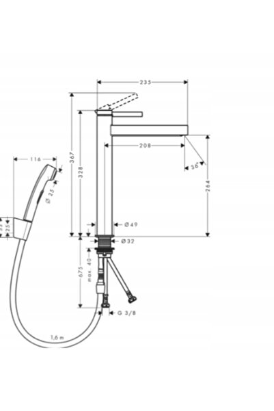 Hansgrohe Baterie de baie Finoris 260 cu duș igienic și furtun de 160 cm, crom