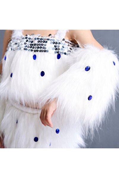 NO BRAND Costum Vulpe Albă Lup Polar Blănos Furas Therian Futerko 146 152