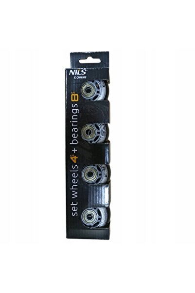 NO BRAND Roți de cauciuc de 80 mm, set de 8 + rulmenți Abec-9, negre, Nils