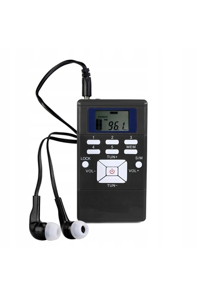 NO BRAND Mini radio FM de buzunar cu ecran de 1.2 inch + căști