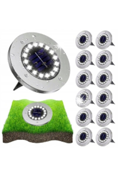 NO BRAND 12x Lampă solară tip disc cu 16 LED-uri, pentru grădină, cu țăruș de...