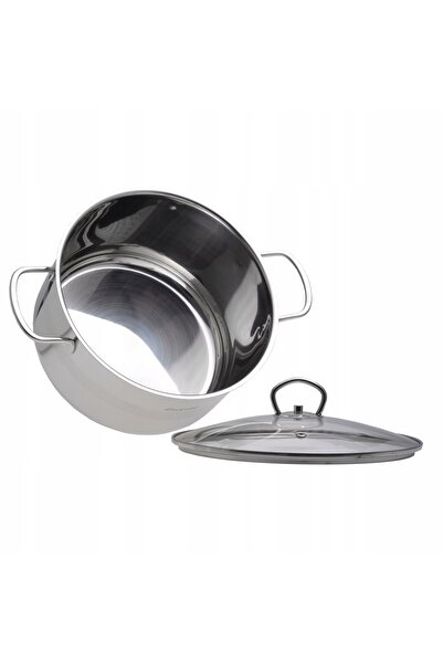 NO BRAND Vas de gătit cu capac 5.5L din oțel inoxidabil, pentru gaz și inducție