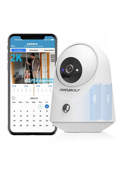 NO BRAND Cameră IP Wifi 2K Rotativă Fără Fir de Interior 3MP cu Baterie Bluet...