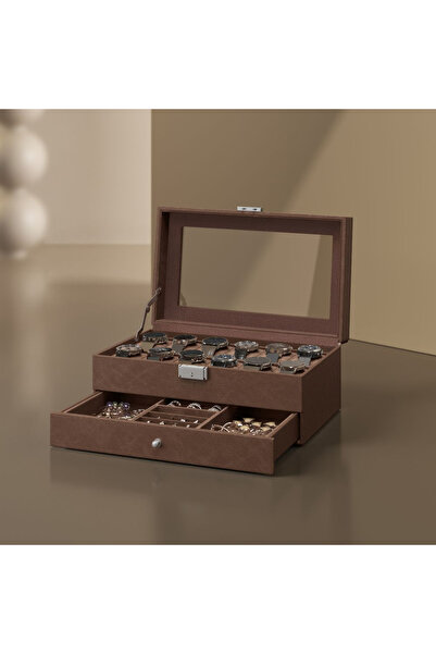 NO BRAND Organizator tip cutie pentru bijuterii și ceasuri, bronz premium, cu...