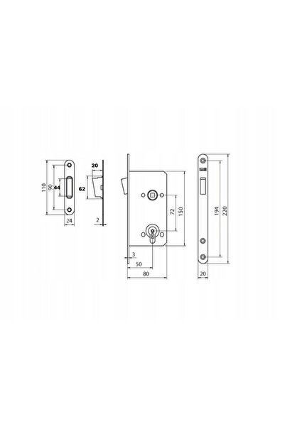 NO BRAND Broască magnetică Lob Z75Mz-K00 72/50/20 Kl Negru, Zăvor reglabil (Lat)