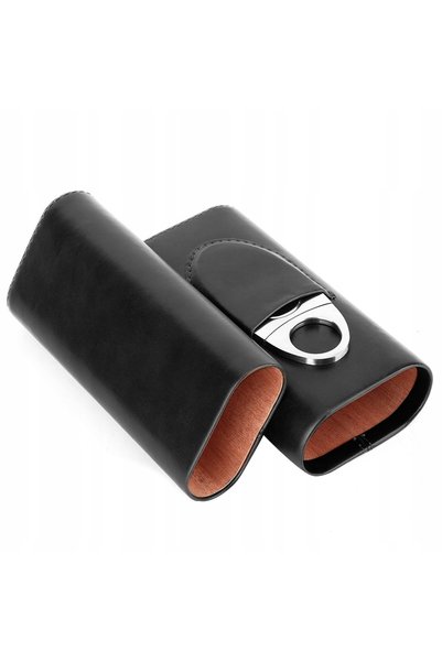 NO BRAND ETUI DIN PIELE PENTRU 3 ȚIGĂRĂTĂ, CU INTERIOR DIN LEMN DE CEDRU ȘI T...