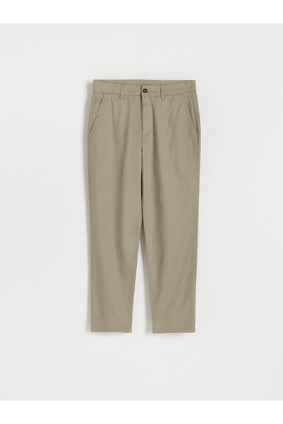 NO BRAND Pantaloni chino din bumbac, bej, conici, cu buzunare, stil morcov, 32