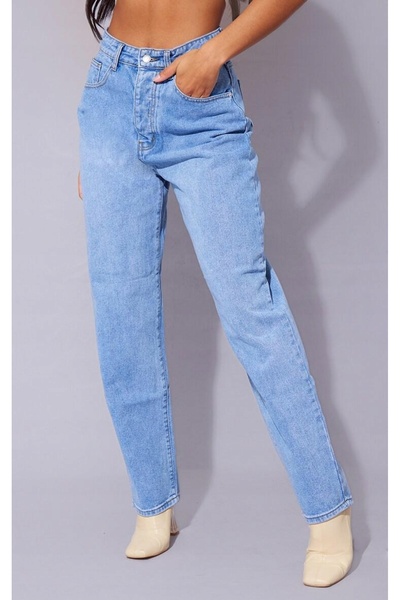 NO BRAND Blugi de bumbac albastru deschis, netezi, Prettylittlething 40