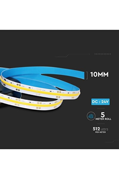 NO BRAND Bandă LED V-TAC alb neutru 24V 5m 12W 1000lm 512 LED-uri COB CRI90 4...