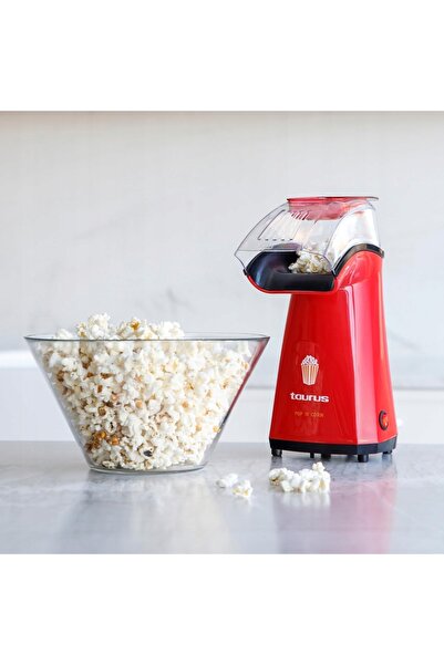 NO BRAND Aparat de făcut popcorn cu aer cald de 1100W, retro, compact, roșu