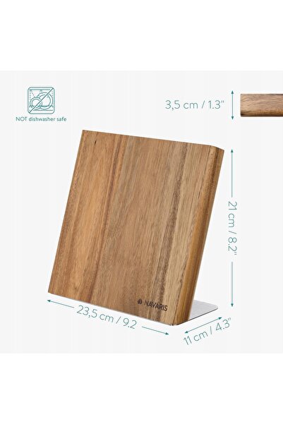 NO BRAND Suport magnetic pentru cuțite din lemn de salcâm, 23 X 22,5 cm