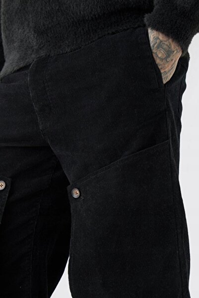 NO BRAND Sztrk negru clasic lung drept boohooman pantaloni cu buzunare 48