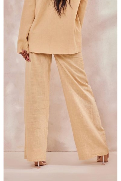 NO BRAND Pantaloni bej, drepți, lungi, clasici, din bumbac, mărime mare, Pret...