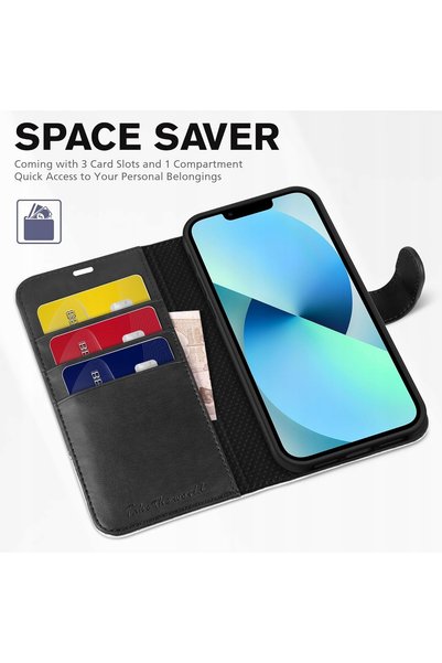 NO BRAND Husă din piele Tucch tip portofel cu protecție RFID pentru iPhone 14...