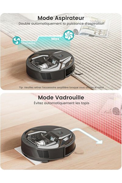 NO BRAND Aspirator robot 3 în 1, 6000PA, 210 minute, Wi-Fi, cu mop și navigaț...