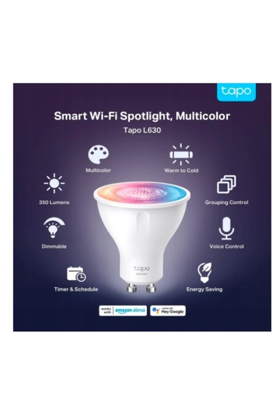 NO BRAND Bec LED WiFi GU10 RGB, Set 4 bucăți, Reglabil, Control prin aplicați...