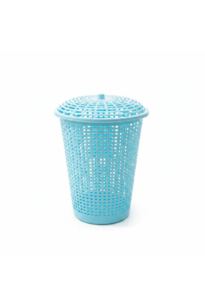 AKDC Plastic Laundry Basket with Lid - 60×45 cm - Light Blue