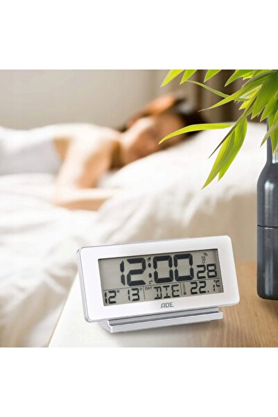 NO BRAND Ceas deșteptător electronic alb cu calendar și termometru, 12.5x4x8....