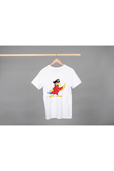 Noname Tricou Unisex Bumbac Premium Casual " Papagal rosu pirat " Inscriptie