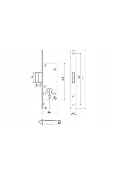 NO BRAND Wilka 038R Încuietoare suplimentară 30mm Oțel 24X181Xu6