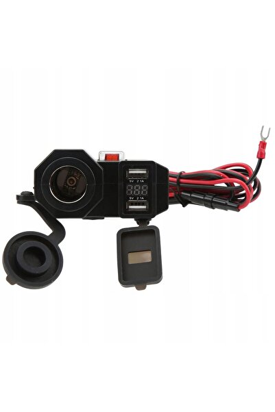 NO BRAND Încărcător Motocicletă Voltmetru Priză Brichetă Dual USB 2,1A