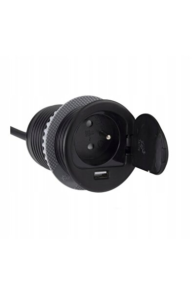 NO BRAND Priză electrică, Priză USB, Design de blat, Negru deschis