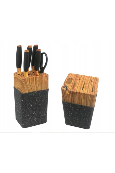NO BRAND Suport pentru cuțite cu ascuțitor, tip bloc, negru