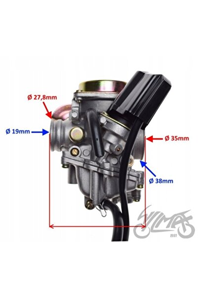 NO BRAND Carburator Kpl Capac Metalic 4t Accelerație 16,5mm