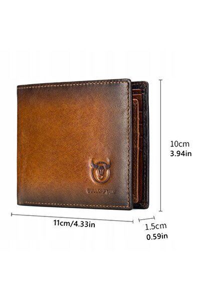 NO BRAND Portofel retro din piele pentru bărbați, cu protecție RFID anti-furt.