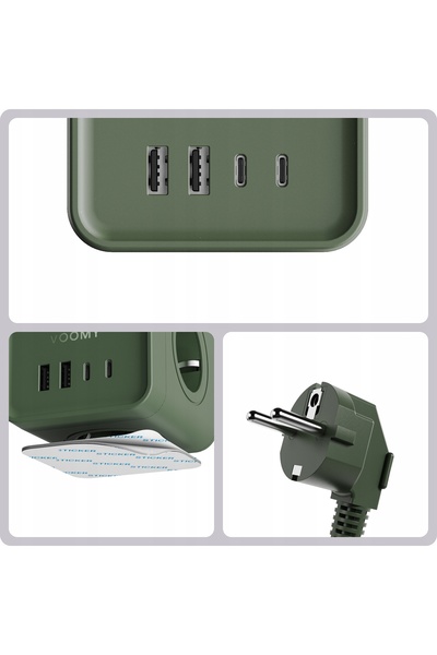 NO BRAND Voomy power cube s7 prelungitor cu 4 prize, 2 USB-C (20W), 2 USB-A, ...