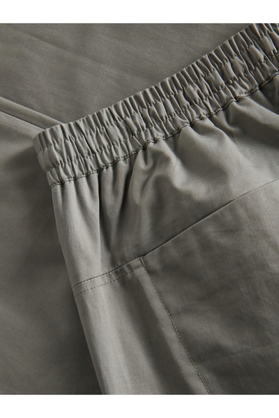NO BRAND Pantaloni gri din bumbac, croială dreaptă, netezi, cu șnur, Reserve XS