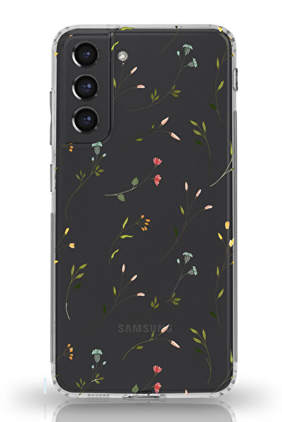 moonset Samsung Galaxy S21 Uyumlu Çiçekler Tasarımlı Baskılı Şeffaf Telefon K...