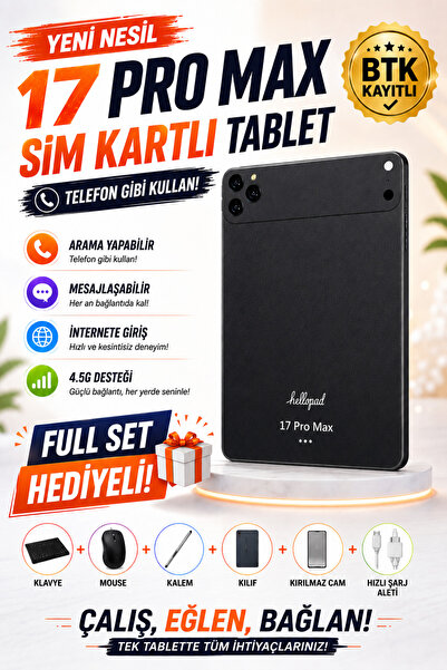 asfteknoloji 17 ProMax Sim Kartlı BTK Kayıtlı Full Set Hediyeli Klavye+Mous+K...