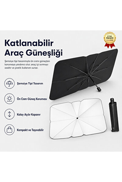 hızlı store Katlanabilir Araç Ön Cam Güneşliği Şemsiye Tipi Isı ve Güneş Koruyucu Oto Güneşlik