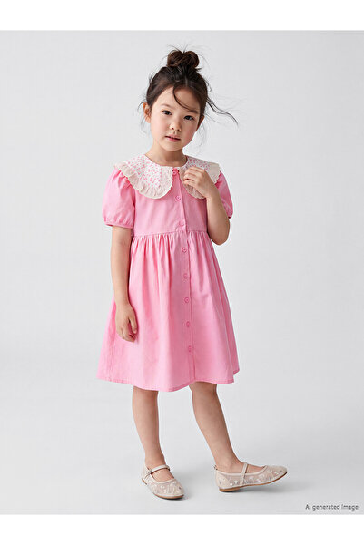 LC Waikiki Nevavm Detailed Bebe Yaka Girl's Dress with a Difference and Fisto...
