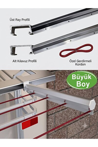 İBR OTO AKSESUAR 60x25\80x30 Ayarlı Kızaklı Sistem Kare Alüminyum Balkon Çama...