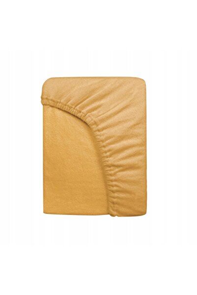 NO BRAND Cearșaf de pat din frotir cu elastic 180x200 culoare muștar