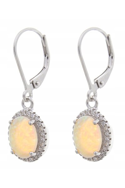 NO BRAND Cercei atârnători din opal marcasit, placat cu rodiu! !
