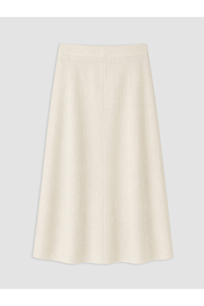 LC Waikiki Beige Plus Size Elastic Waist Flared Skirt