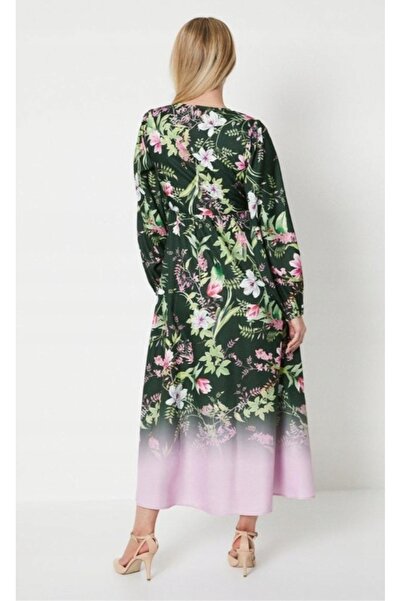 NO BRAND Rochie Midaxi Multicoloră, tip plic, cu imprimeu floral clasic, Wall...