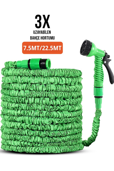 DAMMERUN 3 Kat Uzayan 7.5 Metre- 22.5 Metre Bahçe Sulama Hortumu-7 Fonksiyonl...