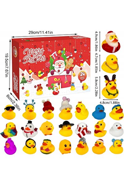 NO BRAND Calendar de Advent cu mini rațe de cauciuc, cadou de sărbători pentr...