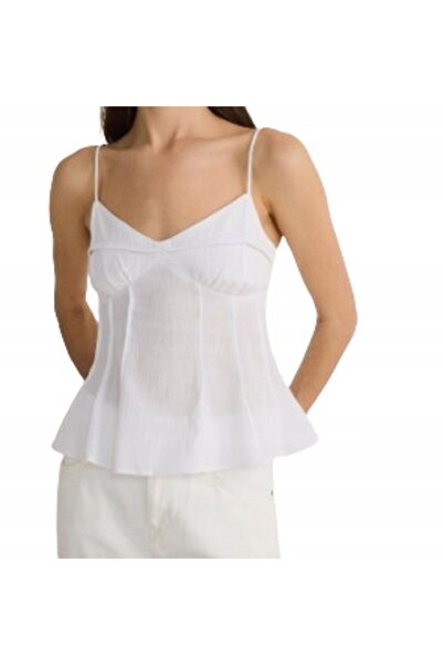 NO BRAND Top alb cu bretele, clasic, uni, simplu, Reserve XL