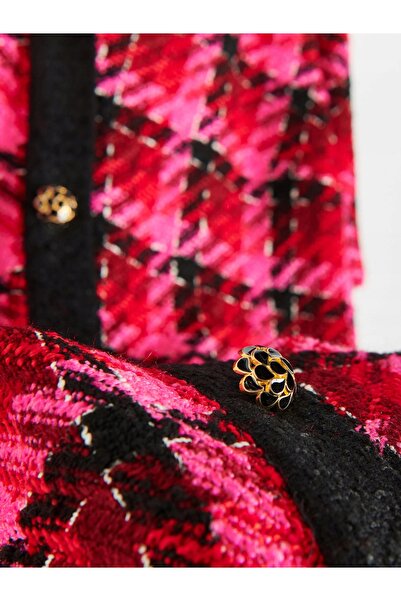 NO BRAND Rochie mini multicoloră, cu imprimeu în carouri, mâneci scurte, nast...