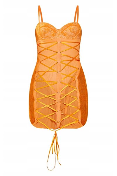 NO BRAND Rochie mini portocalie cu bretele tip corset Prettylittlething 36